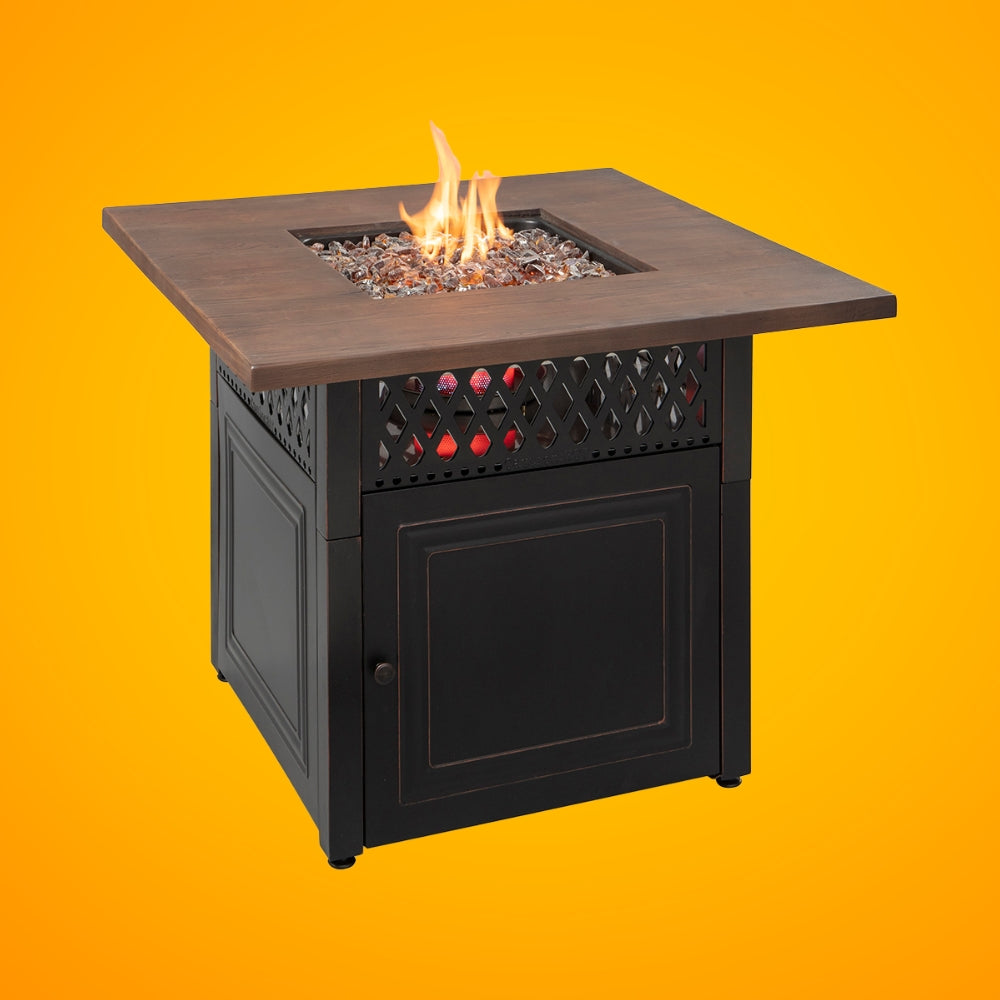 Endless Summer Donovan Steel Propane Outdoor Fire Pit Table W/ Lid (SAK54052)