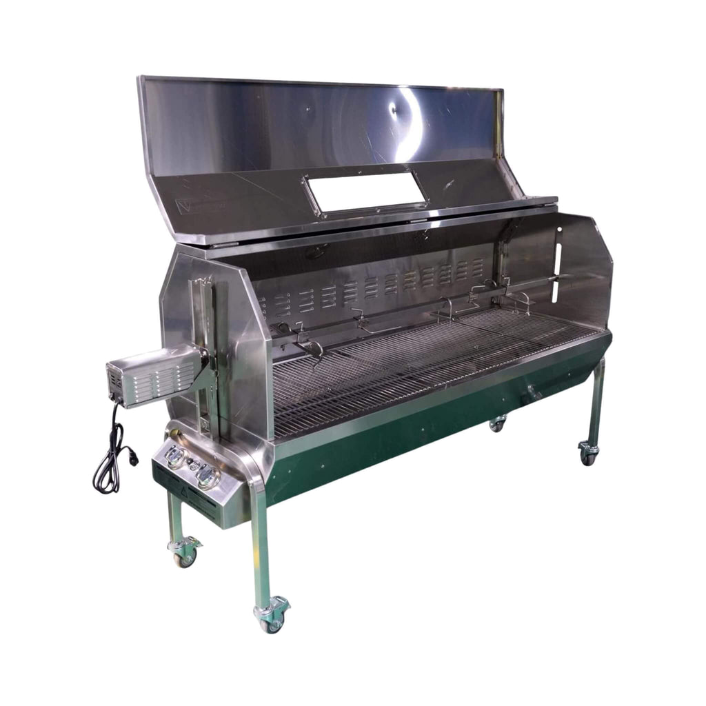 Extra-Large 52-Inch Stainless Steel Propane And Charcoal BBQ Rotisserie (SAK14873) - Saksby Wholesale - Front Side View