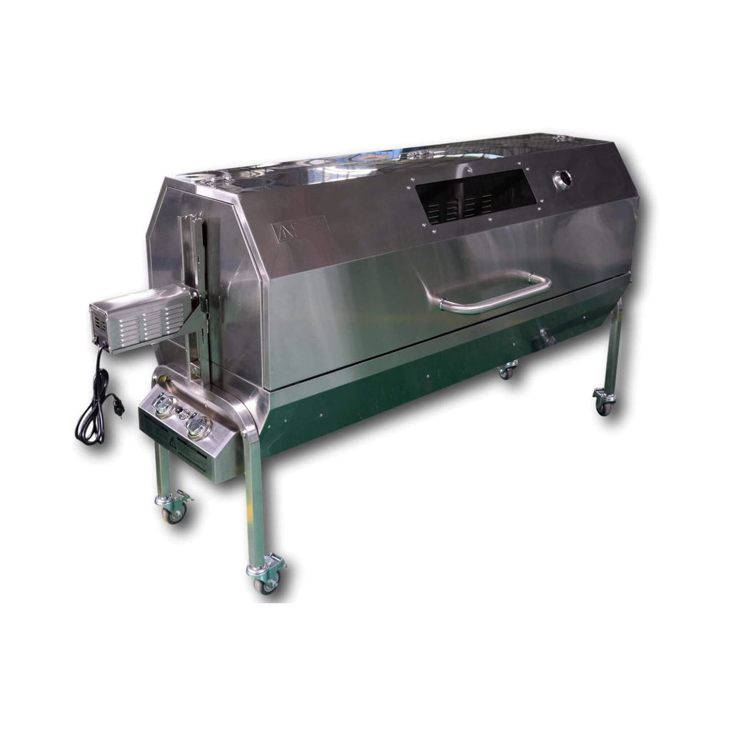 Extra-Large 52-Inch Stainless Steel Propane And Charcoal BBQ Rotisserie (SAK14873) - Saksby Wholesale - Side View Close Cover