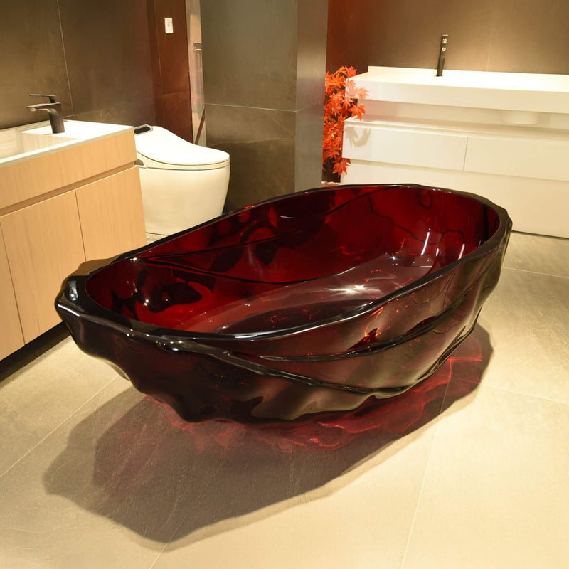 Extra Large 67 Inch Modern Freestanding Oval Resin Soaking Bathtub (SAK14326) - Saksby Wholesale - Bathroom Center Setup