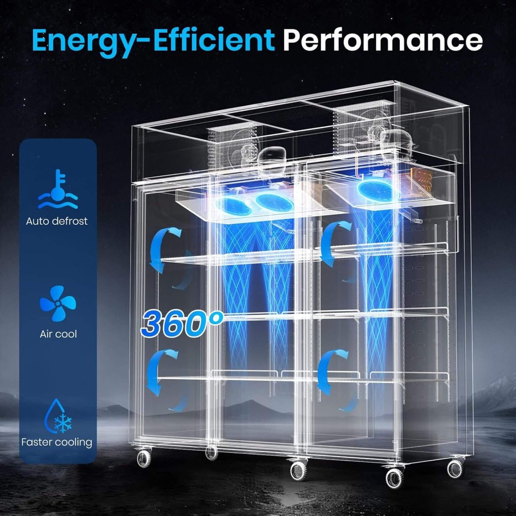 Extra-Large 72-Inch 54 Cu.Ft Commercial 3-Door Upright Reach-In Refrigerator With Wheels (SAK68325)  - Saksby Wholesale - Energy Efficient Performance