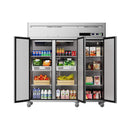 Extra-Large 72-Inch 54 Cu.Ft Commercial 3-Door Upright Reach-In Refrigerator With Wheels (SAK68325)  - Saksby Wholesale - Front View With Display