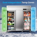 Extra-Large 72-Inch 54 Cu.Ft Commercial 3-Door Upright Reach-In Refrigerator With Wheels (SAK68325)  - Saksby Wholesale - Temp Zones Details