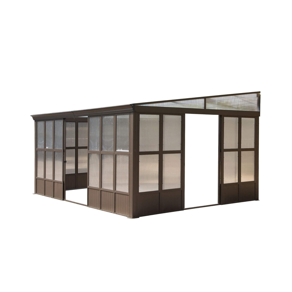 [12X16FT] Extra-Large Heavy-Duty All-Season Sunroom With Sliding Doors And Polycarbonate Windows (SAK98357) - Saksby Wholesale - Front Side View