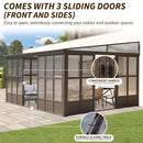 [12X16FT] Extra-Large Heavy-Duty All-Season Sunroom With Sliding Doors And Polycarbonate Windows (SAK98357) - Saksby Wholesale - Sliding Door Features