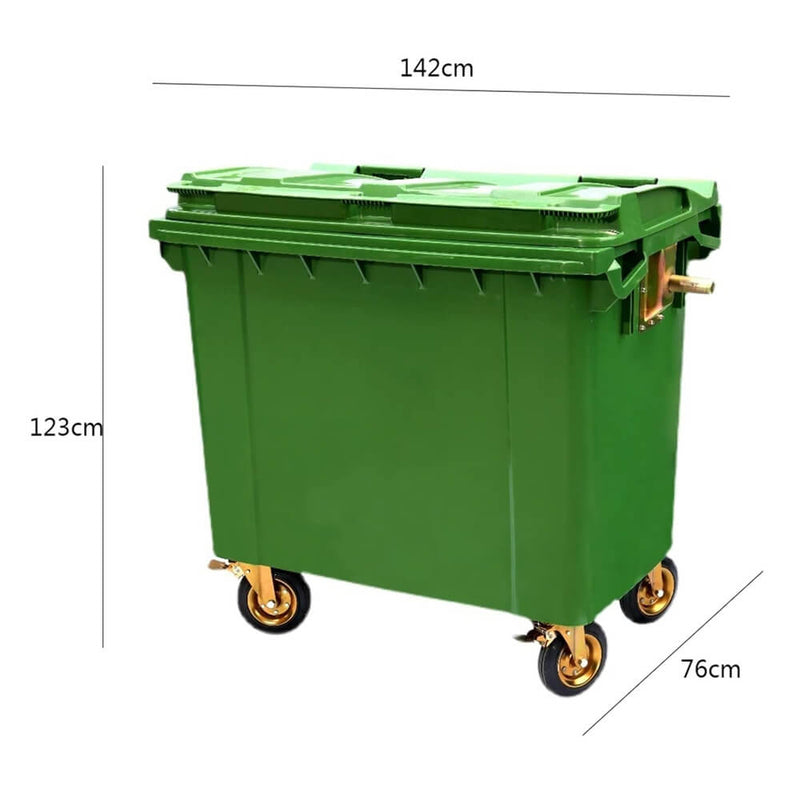 Extra Large Heavy Duty Outdoor Commercial Trash Bin With Wheels And Handles, 660L (SAK43182) SAKSBY - 
Dimensions View