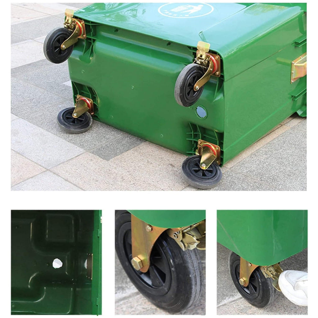 Extra Large Heavy Duty Outdoor Commercial Trash Bin With Wheels And Handles, 660L (SAK43182) SAKSBY - 
Wheels View
