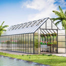 Extra-Large Heavy-Duty Outdoor Walk-In Greenhouse With Adjustable Roof Vents, 4MM (SAK26174) - Saksby Wholesale - Lifestyle Image In Lake Side Setting