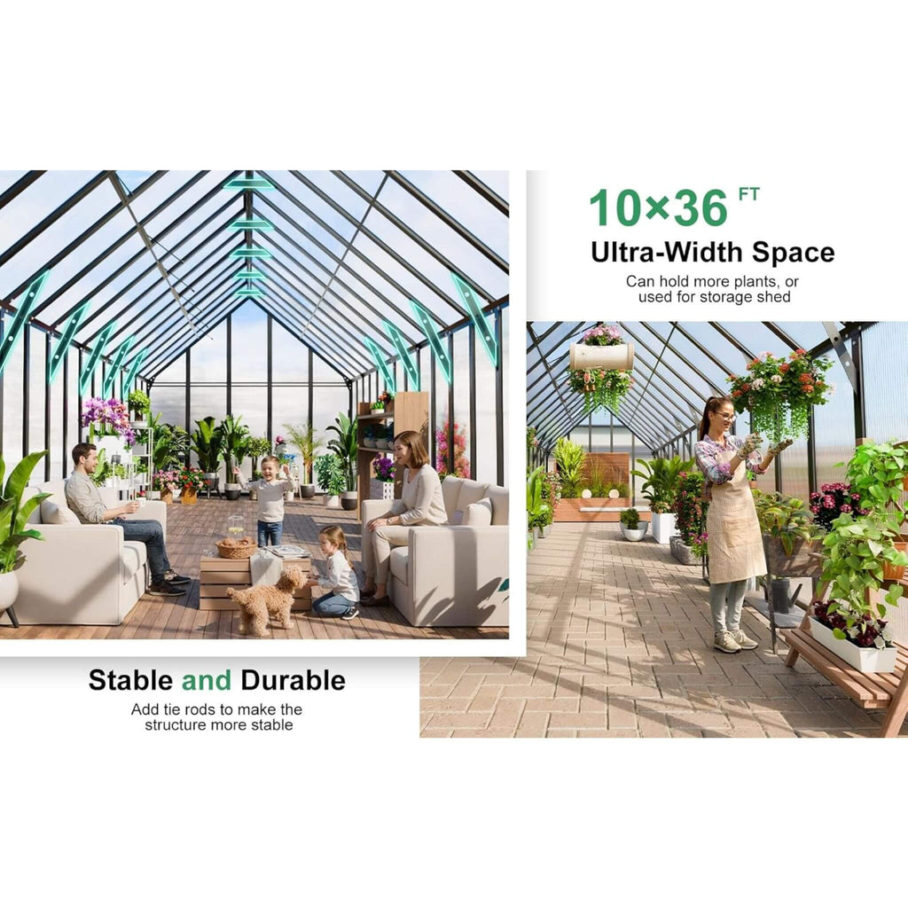 Extra-Large Heavy-Duty Outdoor Walk-In Greenhouse With Adjustable Roof Vents, 4MM (SAK26174) - Saksby Wholesale - Space And Structure Features