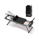 Extra Large Multi-Functional Pilates Reformer Machine With Dynamic Resistance Cords And Aerobic Rebounder, Black (SAK32879) - Saksby Wholesale - Full And Fold Display In White Background