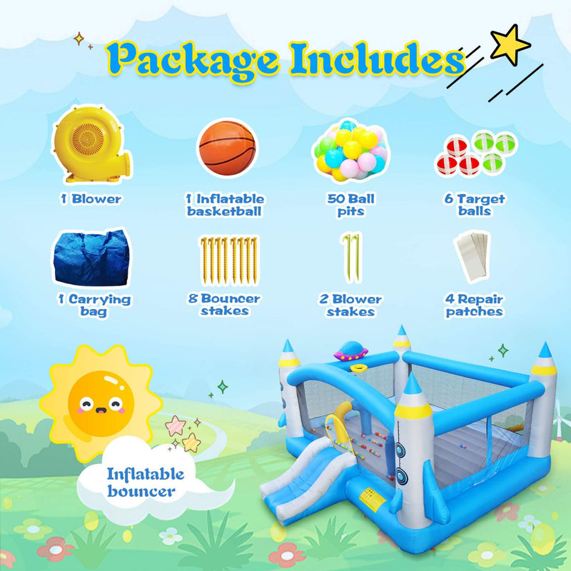 Extra Large Multifunctional Jump 'N Slide Inflatable Bouncer With Blower (SAK81243) - Saksby Wholesale - Package Includes