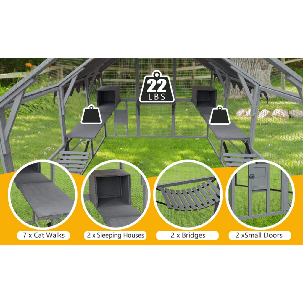 Extra Large Outdoor Cat Kitten Playpen House With Platforms, And Waterproof Cover (SAK55092) - Saksby Wholesale - Accessories