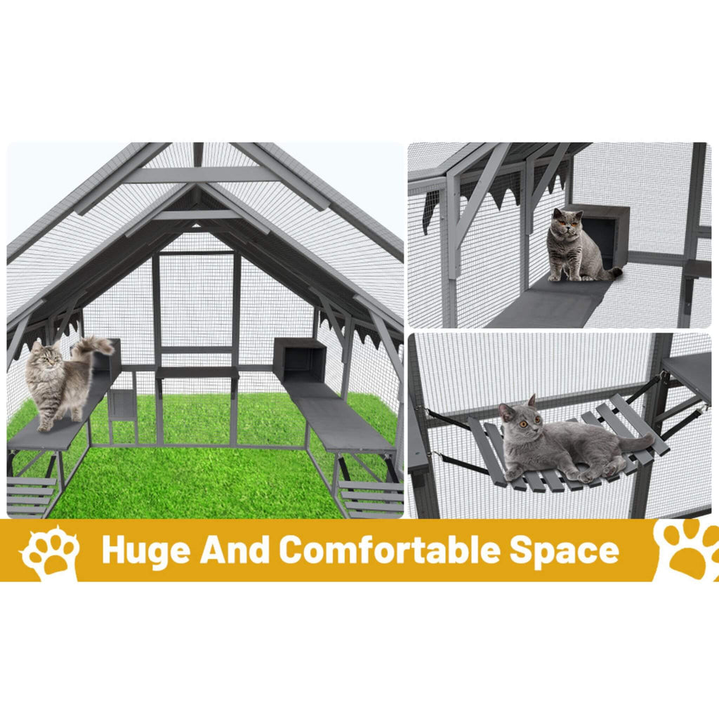 Extra Large Outdoor Cat Kitten Playpen House With Platforms, And Waterproof Cover (SAK55092) - Saksby Wholesale - Huge And Comfortable Space