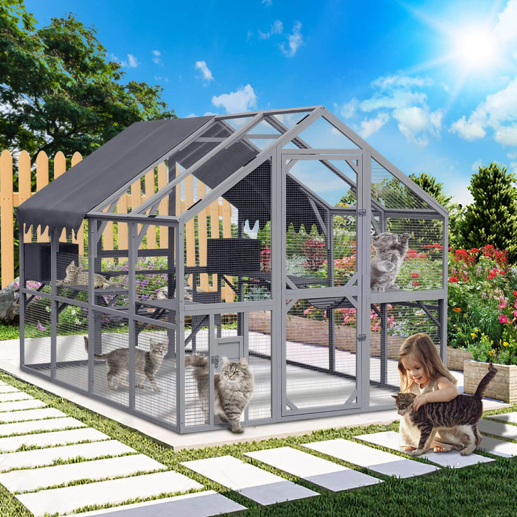 Extra Large Outdoor Cat Kitten Playpen House With Platforms, And Waterproof Cover (SAK55092) - Saksby Wholesale - Lifestyle