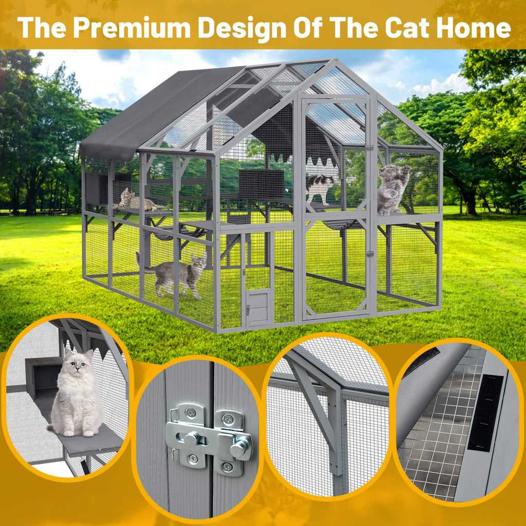 Extra Large Outdoor Cat Kitten Playpen House With Platforms, And Waterproof Cover (SAK55092) - Saksby Wholesale - Premium Design