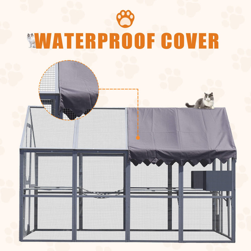 Extra Large Outdoor Cat Kitten Playpen House With Platforms, And Waterproof Cover (SAK55092) - Saksby Wholesale - Water Proof Cover