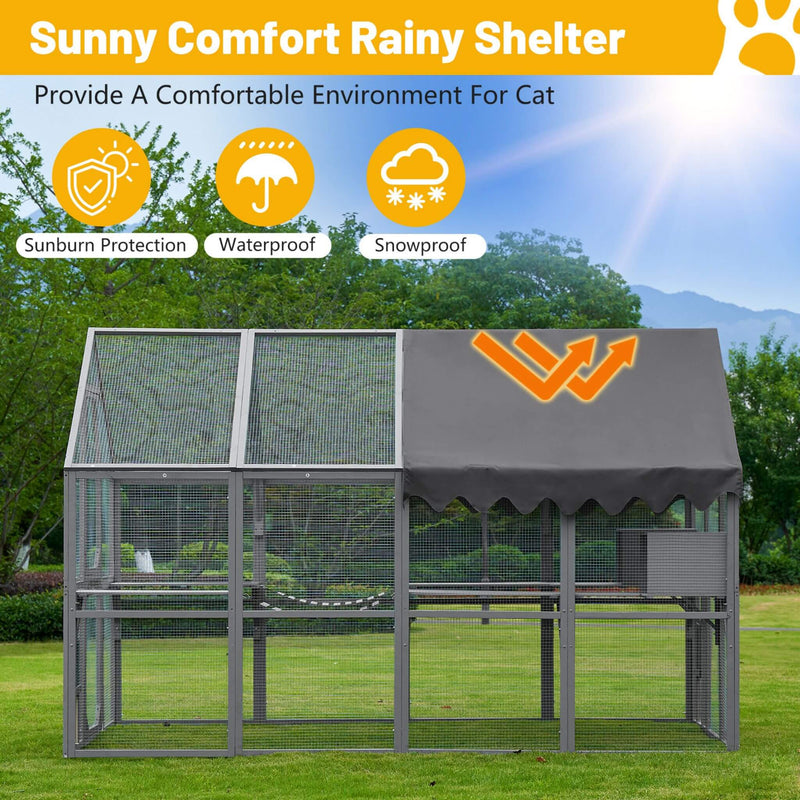 Extra Large Outdoor Cat Kitten Playpen House With Platforms, And Waterproof Cover (SAK55092) - Saksby Wholesale - Weather Resistant