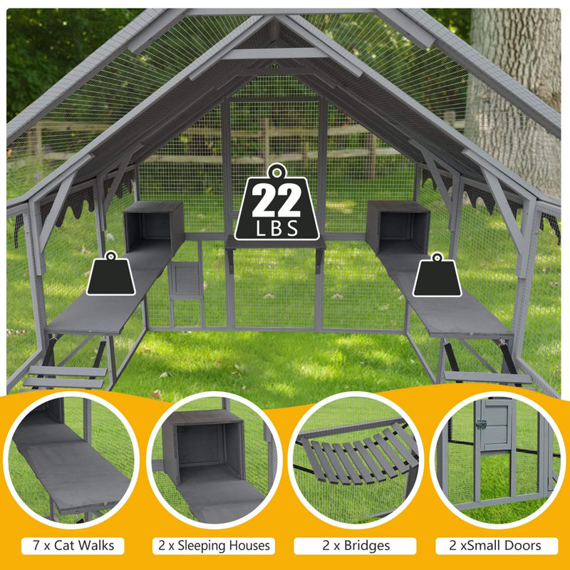 Extra Large Outdoor Cat Kitten Playpen House With Platforms, And Waterproof Cover (SAK55092) - Saksby Wholesale - Weight Capacity
