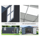 Extra-Large Outdoor Galvanized Steel Outdoor Storage Shed With Skylight Roof (SAK42671) - Saksby Wholesale - Clear Window And DIY Roof Panel Installation