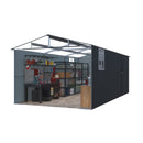 Extra-Large Outdoor Galvanized Steel Outdoor Storage Shed With Skylight Roof (SAK42671) - Saksby Wholesale - Front Left Inside View On White Background