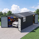 Extra-Large Outdoor Galvanized Steel Outdoor Storage Shed With Skylight Roof (SAK42671) - Saksby Wholesale - Lifestyle Front Left Top View