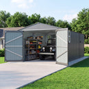 Extra-Large Outdoor Galvanized Steel Outdoor Storage Shed With Skylight Roof (SAK42671) - Saksby Wholesale - Lifestyle Front Left View