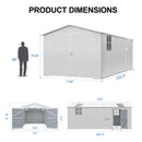 Extra-Large Outdoor Galvanized Steel Outdoor Storage Shed With Skylight Roof (SAK42671) - Saksby Wholesale - White 10X20FT Dimensions