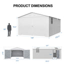 Extra-Large Outdoor Galvanized Steel Outdoor Storage Shed With Skylight Roof (SAK42671) - Saksby Wholesale - White 13X20FT Dimensions