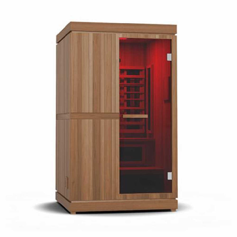 FINNMARK FD-4 Trinity 2 Person Home Sauna With Infrared And 120V Traditional Heater (SAK41865) - SAKSBY Front Right View