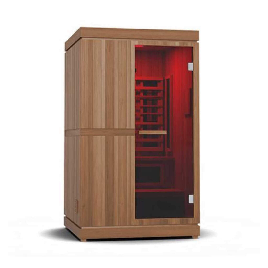 FINNMARK FD-4 Trinity 2 Person Home Sauna With Infrared And 120V Traditional Heater (SAK41865) - Saksby Wholesale - Front Right View