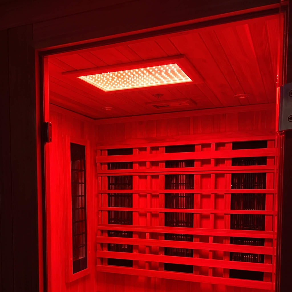 FINNMARK FD-4 Trinity 2 Person Home Sauna With Infrared And 120V Traditional Heater (SAK41865) - Saksby Wholesale - With Infrared Light