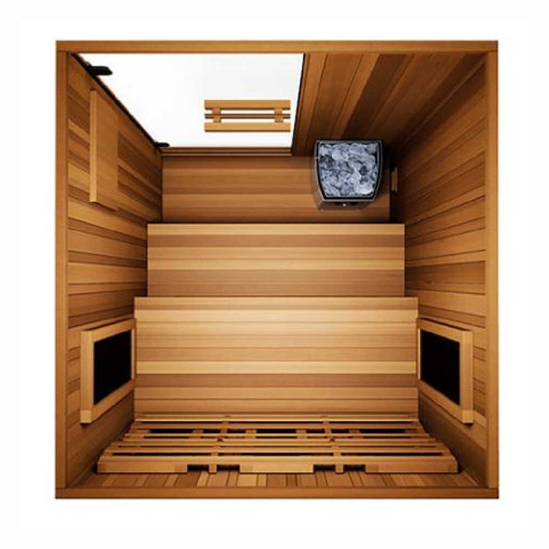 FINNMARK FD-4 Trinity 2 Person Home Sauna With Infrared And 120V Traditional Heater (SAK41865) - SAKSBY Ladder View