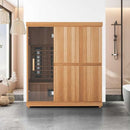 FINNMARK Full Spectrum 4 Person Capacity Home Infrared Sauna With Adjustable Sauna Feet (SAK52689) - SAKSBY Bathroom View