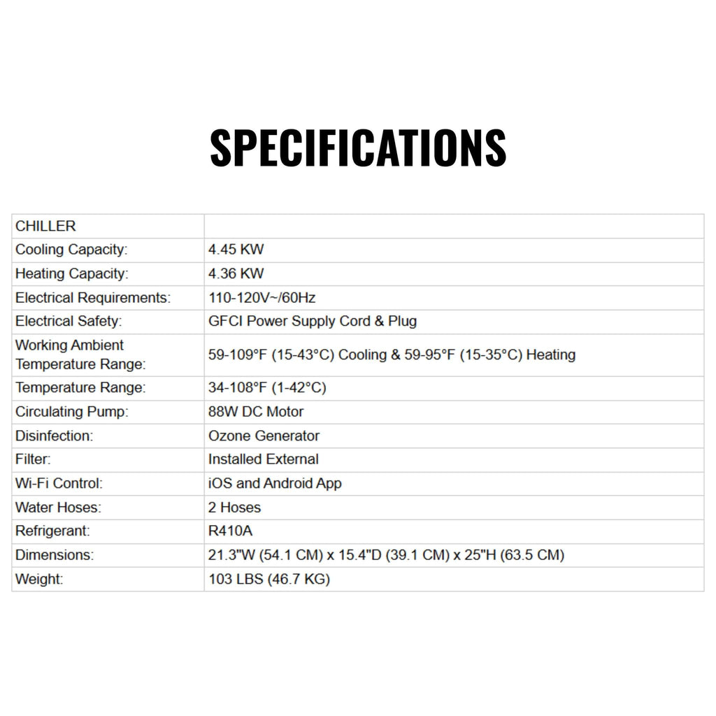 Finnmark SoulCold™ Premium 1-Person Cold And Hot Plunge With Cover (SAK85319) - Saksby Wholesale - Chiller Specifications