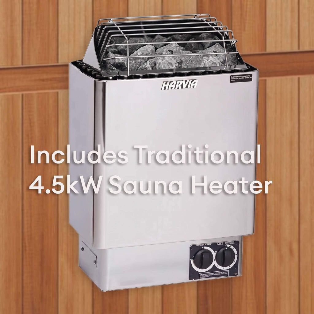 FINNMARK Trinity XL Home Infrared Sauna With Traditional Sauna Heater And  4 Person Capacity (SAK37258) - Saksby Wholsale - With Harvia Heater View