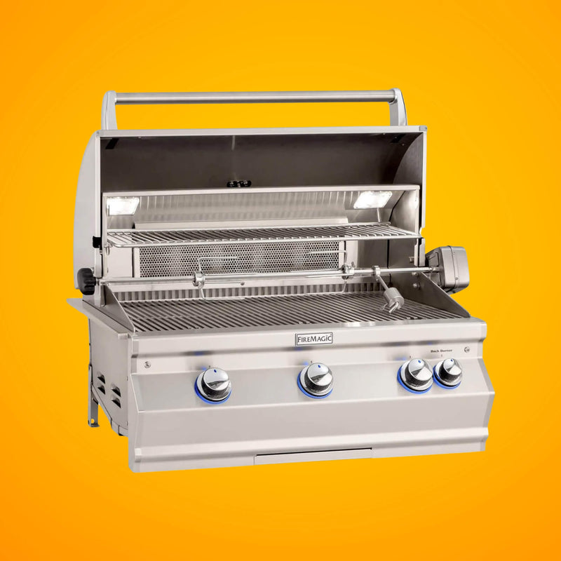 Fire Magic - A540I-8EAN - Aurora 30-Inch Built-In Grill - SAK14578 - Open On Orange Background