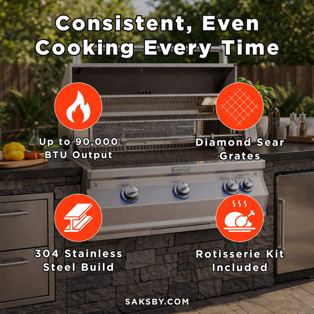 Fire Magic Aurora Multi-User Built-In Grill With Analog Thermometer & Rotisserie Kit, 36" [A790I-8EAN/P] (SAK42701) - Saksby Wholesale - Features