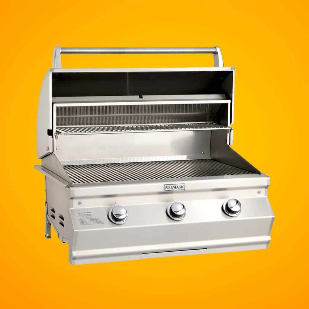 Fire Magic Choice Multi-User Built-In Grill With Analog Thermometer, 30" [CM540I-RT1N/P] (SAK91748) - Saksby Wholesale - Yellow Background View