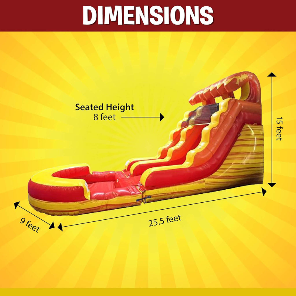 Fire Marble Inflatable Water Slide With Pool And Blower (SAK34567) - Saksby Wholesale - 25FT Dimensions