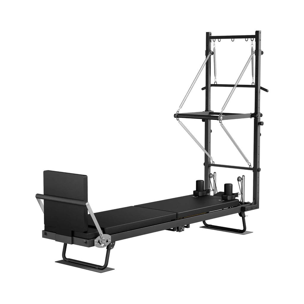 Foldable Dual Resistance Pilates Reformer Machine With Tower (SAK96041) - Saksby Wholesale - Front Side View