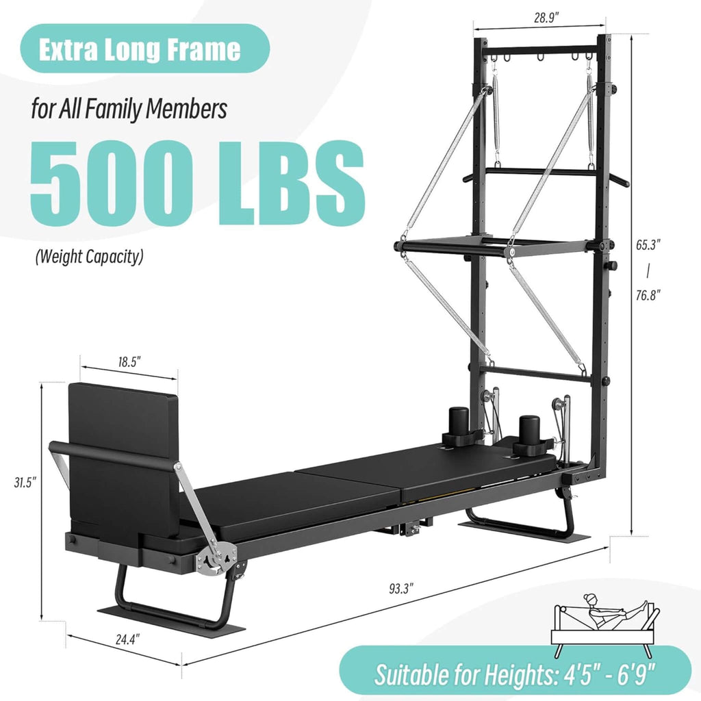 Foldable Dual Resistance Pilates Reformer Machine With Tower (SAK96041) - Saksby Wholesale - Weight Capacity Details