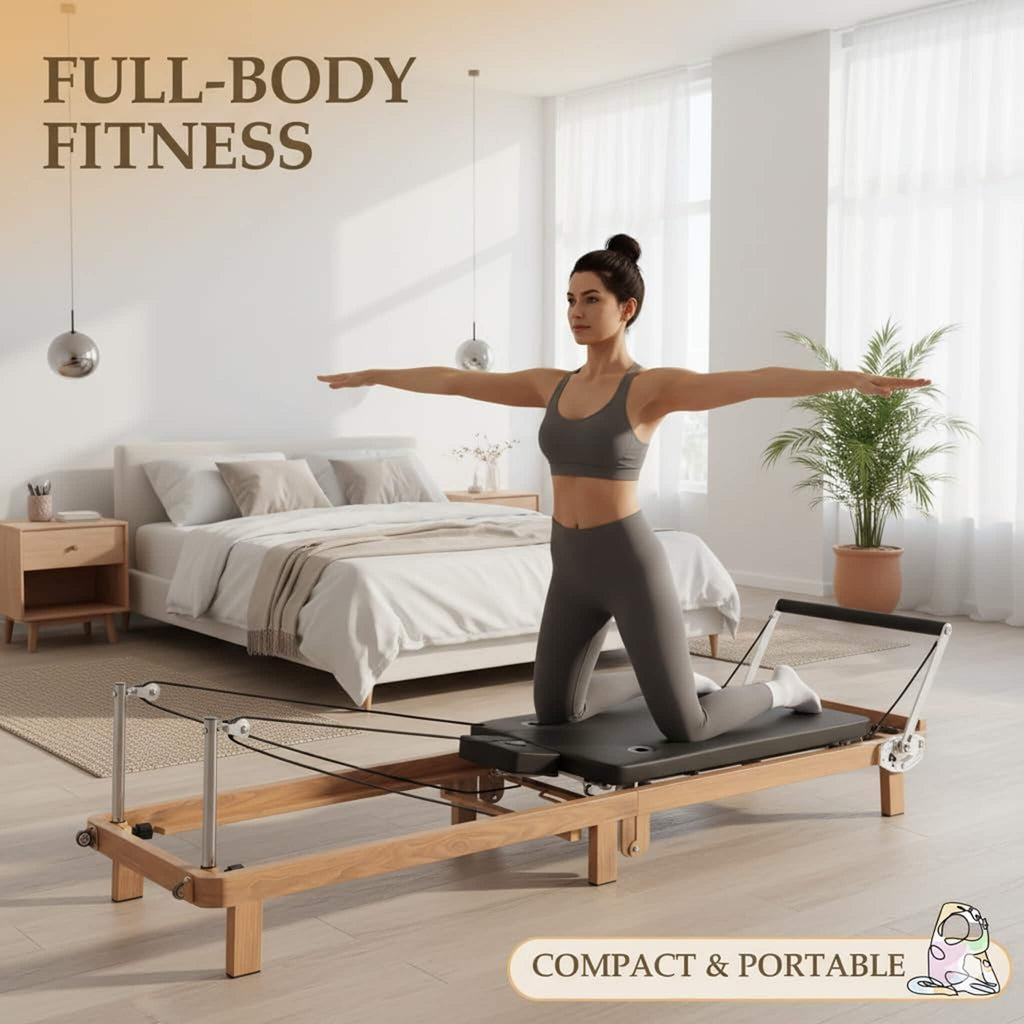 Foldable Dual Resistance Pilates Reformer With Jumpboard (SAK83914) - Saksby Wholesale - Compact And Portable
