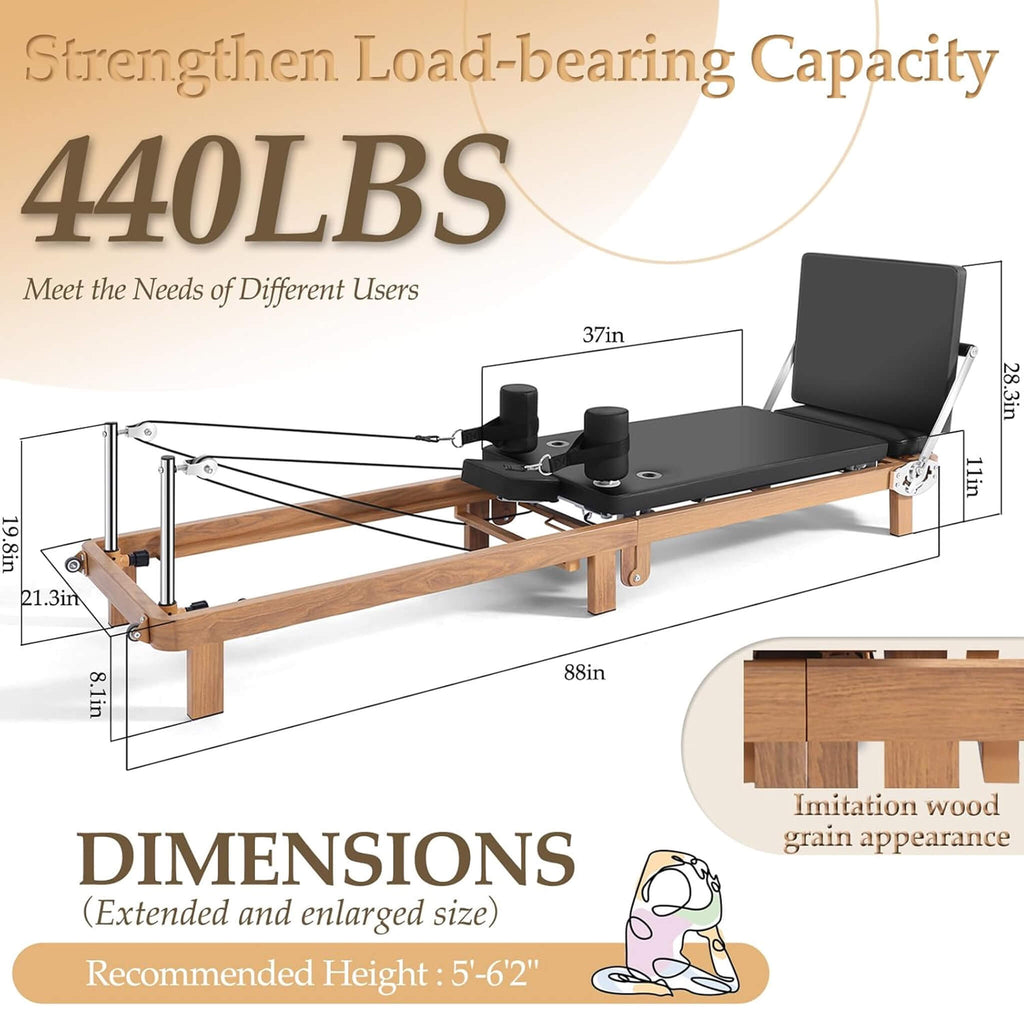 Foldable Dual Resistance Pilates Reformer With Jumpboard (SAK83914) - Saksby Wholesale - Weight Capacity