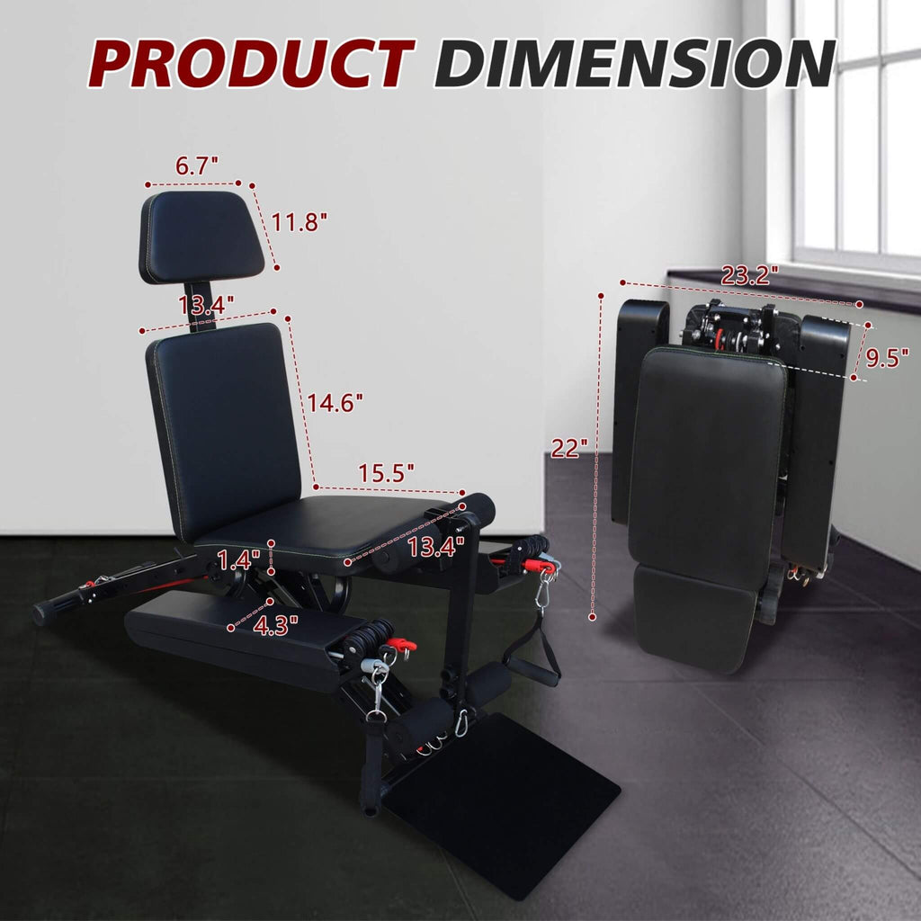 Foldable Multi-Functional Weight Bench For Full-Body Workouts With Resistance Bands, Footrest, And Leg Extender (SAK73642) - Saksby Wholesale - Dimensions