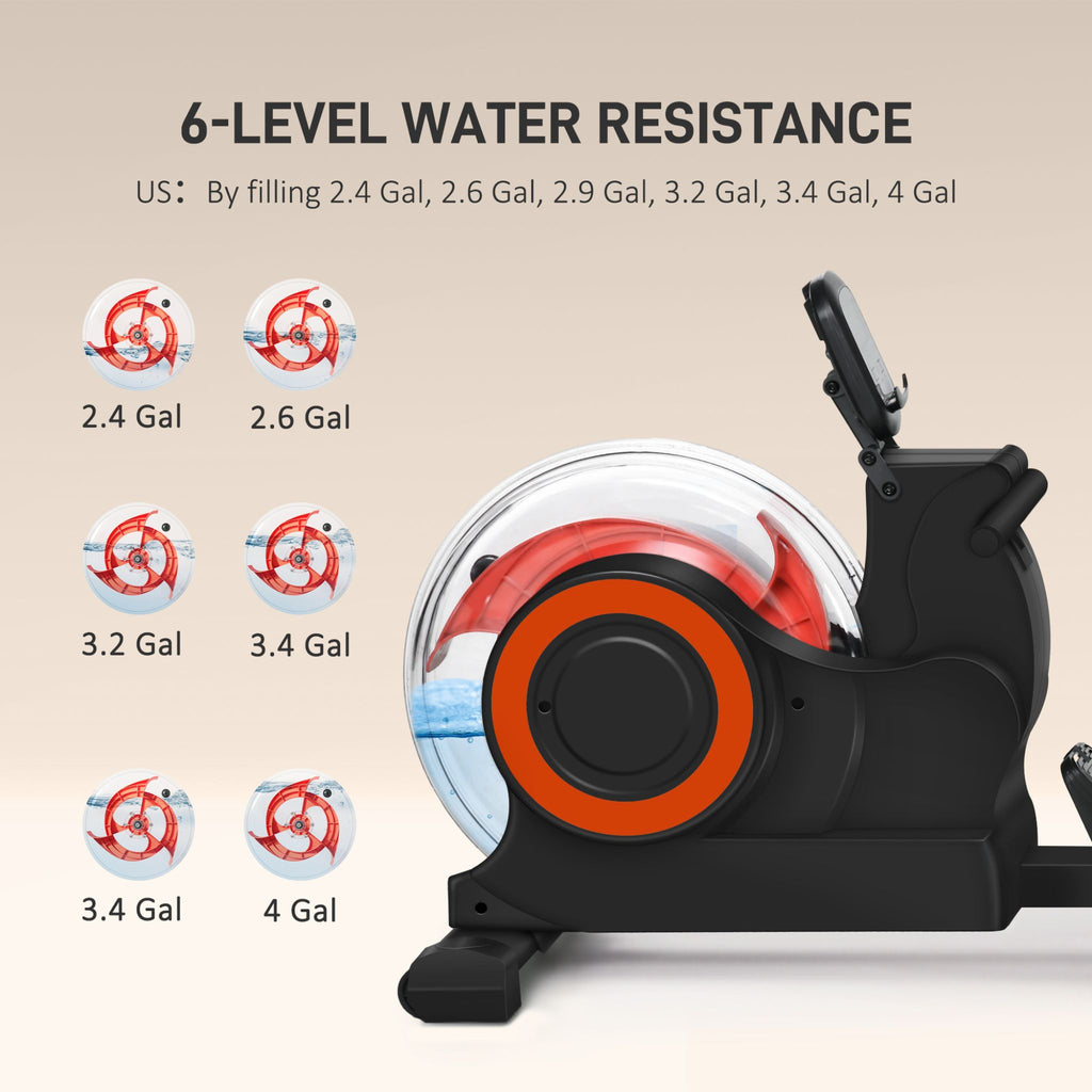 Foldable Water Rowing Machine With Adjustable Resistance, Wheels, LCD Monitor And Tablet Holder (SAK53758) - Saksby Wholesale - 6 Level Water Resistance
