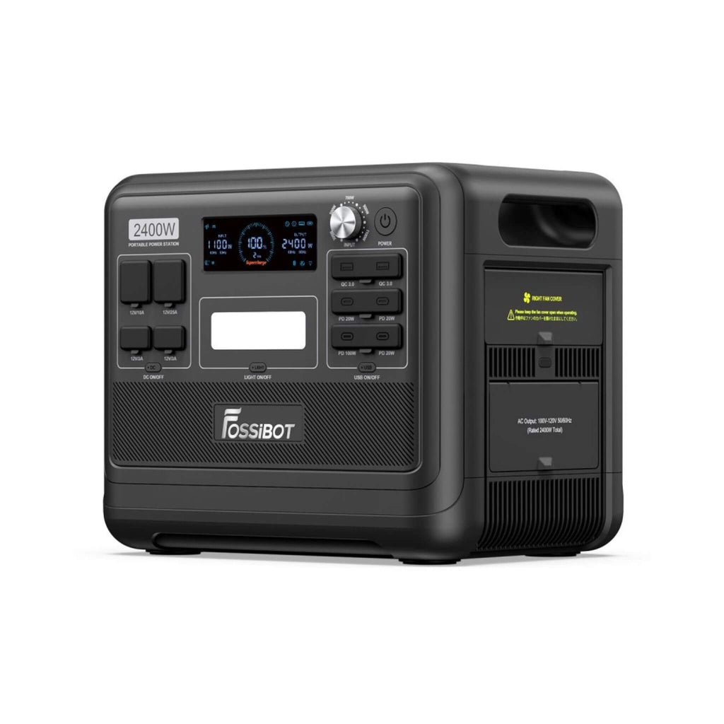 FOSSiBOT F2400 Portable Power Station With Ultra-Fast Charging & Quiet Operation, 2400W (SAK22841) - Saksby Wholesale - Portable Power Stations - Black Left View