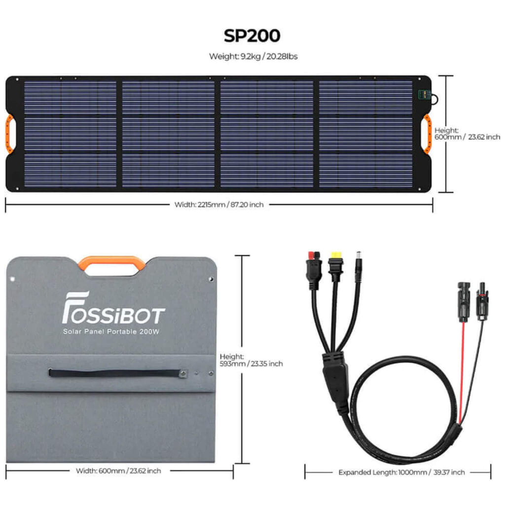 Fossibot SP200 200W Portable High-Efficiency Monocrystalline Solar Panel (SAK72635) - Saksby Wholesale - Specifications