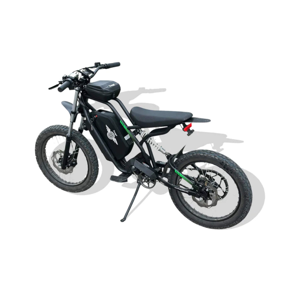 Freego Nova 3 Mid Drive All Terrain 28 MPH Speed Electric Motorcycle, 3000W  (SAK19582) SAKSBY - Back Left View