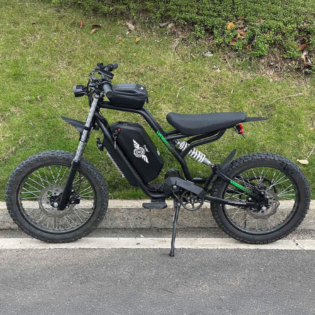 Freego Nova 3 Mid Drive All Terrain 28 MPH Speed Electric Motorcycle, 3000W  (SAK19582) SAKSBY - Lifestyle Left View