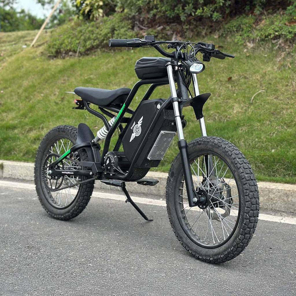 Freego Nova 3 Mid Drive All Terrain 28 MPH Speed Electric Motorcycle, 3000W  (SAK19582) SAKSBY - Lifestyle View